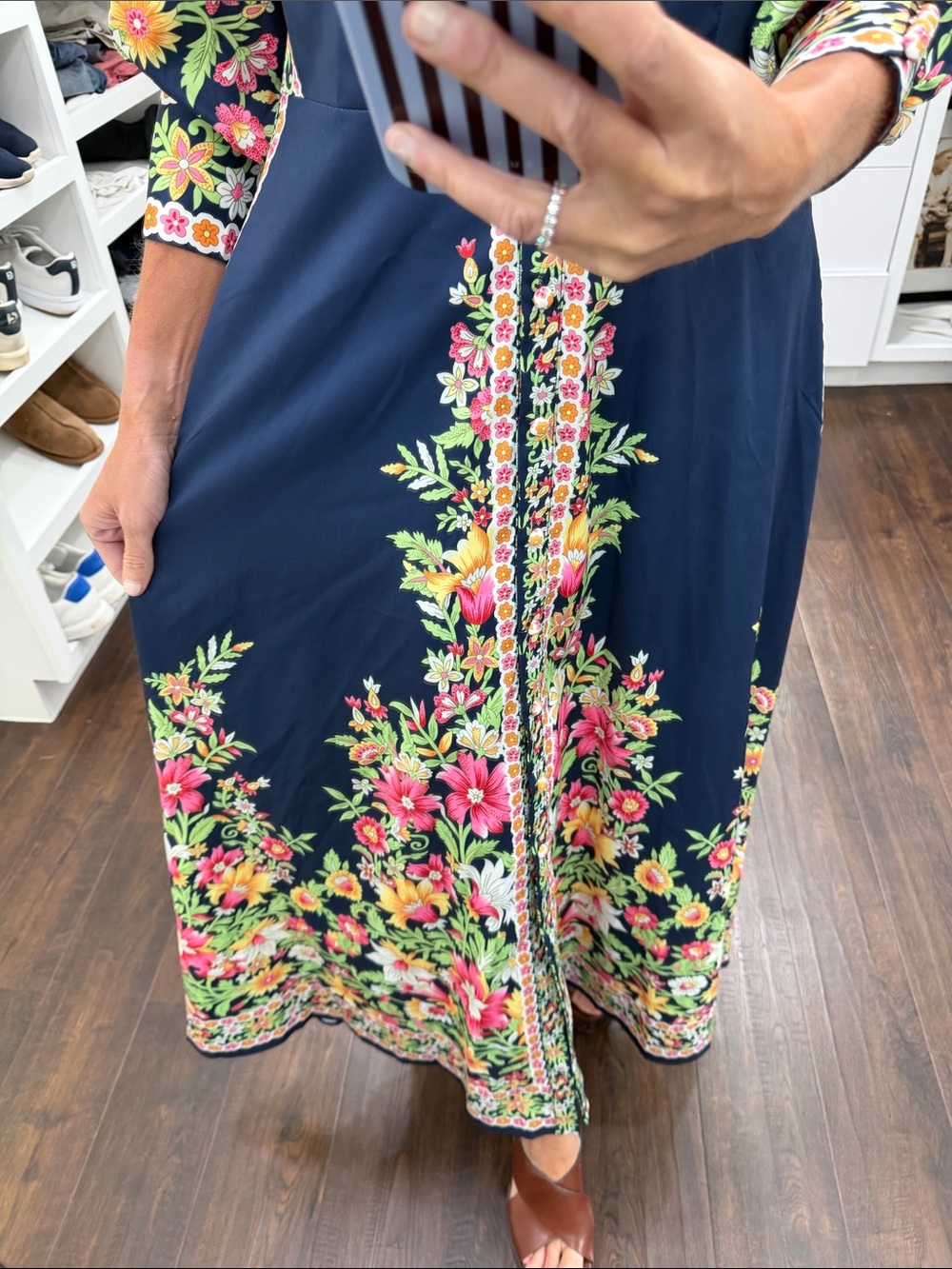 Amazon Floral Embroidered Navy Maxi Dress S - Picture 3 of 6